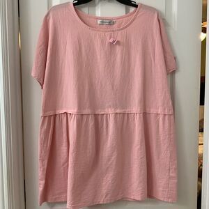 Miss Look size 2 XL pink short sleeve baby doll top with drop shoulder